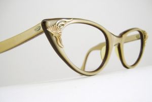 Vintage Satiny Cream Cat Eye Eyeglasses Frame by Vintage50sEyewear.jpg